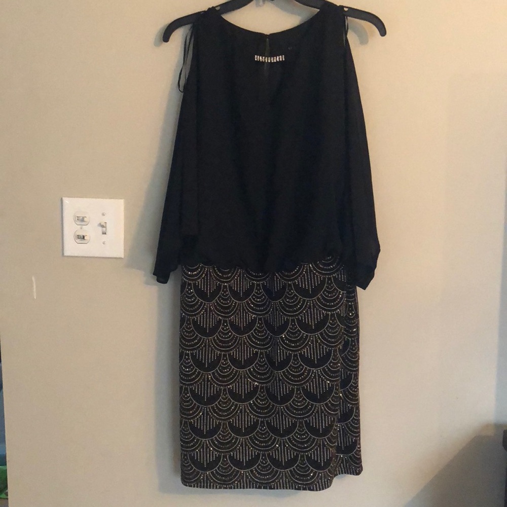 Scarlett Embellished Sheath Black and Golden Dress